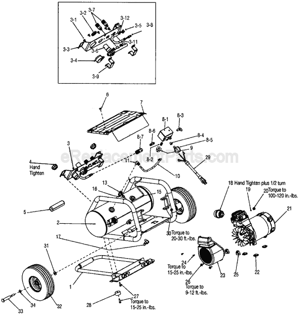 Page A Diagram and Parts List for CFFC350B Type 1 Porter Cable Compressor